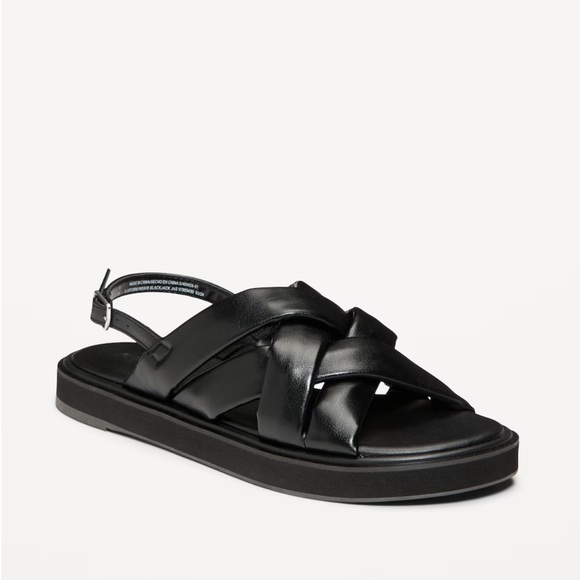 NWT OLD NAVY Puffy Cross-Strap Flatform Sandals Color: Blackjack SIZE 7 - Picture 1 of 4